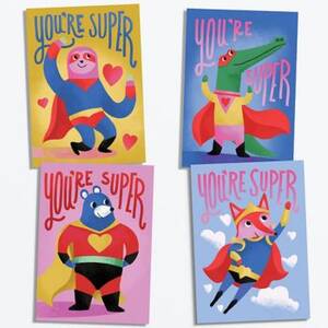 Superheroes Valentine Card Set