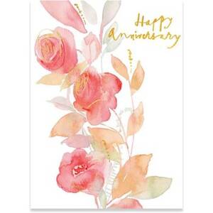 Watercolor Roses Anniversary Card
