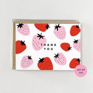Funky Strawberries Thank You Card Set