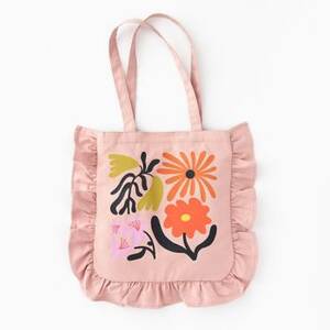 Bold Floral Ruffle Tote