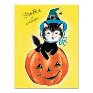Have Fun Kitten Witch Halloween Card