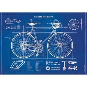 Bicycle Blueprint Flat Wrap