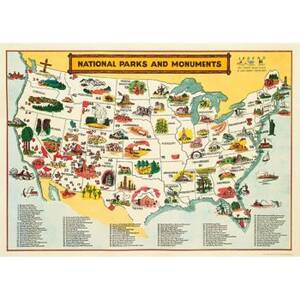 National Parks Map Wrap & Poster