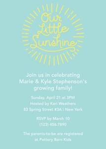 Our Little Sunshine Baby Shower Invitation