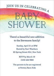Watercolor Rainbow Baby Shower Invitation