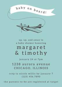 Airplane Banner Baby Shower Invitation