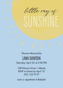 Little Sunshine Baby Shower Invitation