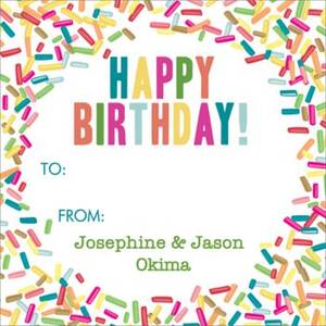 Sprinkles Happy Birthday Gift Tag Label