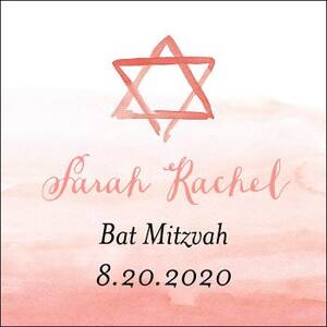 Ombre Star Bat Mitzvah Gift Tag Label