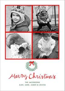 Merry Christmas Wreath Multi Photo Card