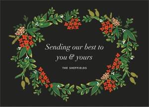 Poinsettia Garland Holiday Photo Card