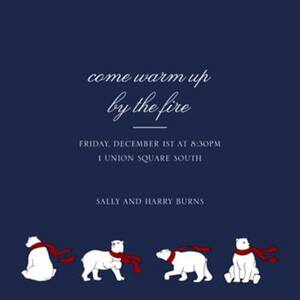 Four Bears with Scarves Holiday Party Invitation