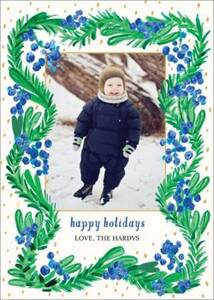 Blue Berries Holiday Photo Card