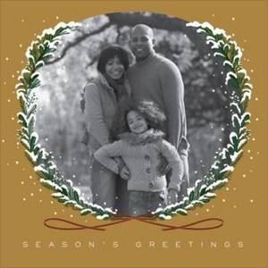 Snowy Sprigs Gold Holiday Photo Card