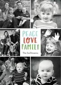 Peace Love Family Grid Holiday Multi-Photo Card