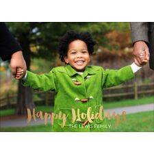 Foil Stamped Brush Horizontal Happy Holidays Photo Card