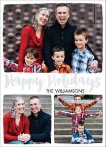 Foil Stamped Brush Frame Happy Holidays Multi-Photo Card