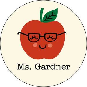 Apple with Glasses Personalized Stickers