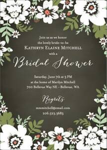 Chalk Floral Bridal Shower Invitation