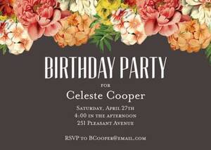 Bouquet Birthday Party Invitation