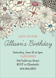 Sketch Flower Birthday Party Invitation
