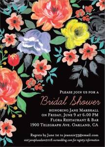 Painted Flowers Bridal Shower Invitation