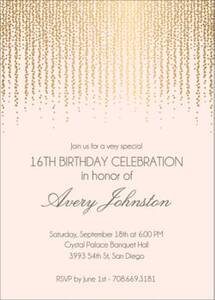 Gold Foil Stamped Chandelier Birthday Party Invitation