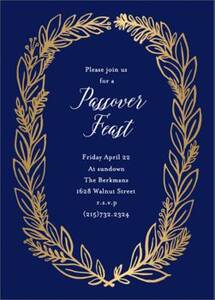 Gold Foil Stamped Le Jardin Passover Party Invitation