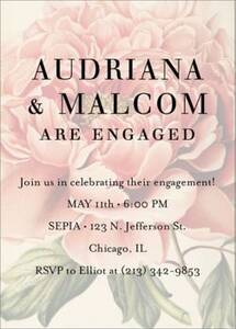 Peony Overlay Engagement Party Invitation