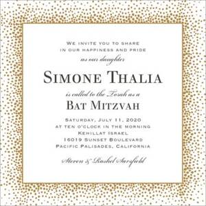Champagne Border Bat Mitzvah Invitation