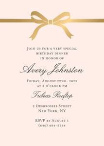Bow Birthday Party Invitation