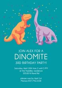 Dinomite Birthday Party Invitation