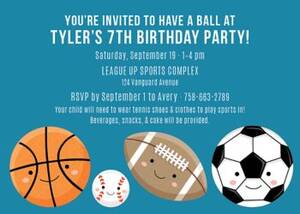 Sports Birthday Party Invitation