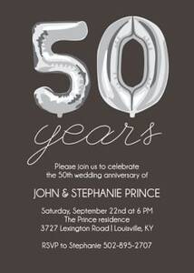 Fifty Years Balloons Anniversary Party Invitation