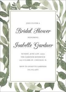 Watercolor Leaves Bridal Shower Invitation