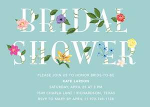 Floral Letters Bridal Shower Invitation