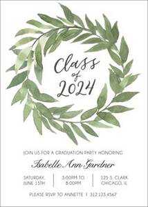 Leafy Wreath Graduation Invitation