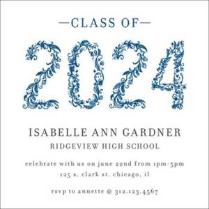 Floral Vine Year Square Graduation Invitation