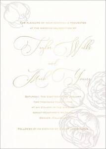 Peony Letterpress Wedding Invitation