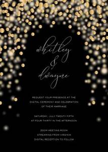 Sparkle Lights Black Wedding Invitation