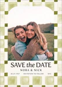Organic Check Green Save the Date Card