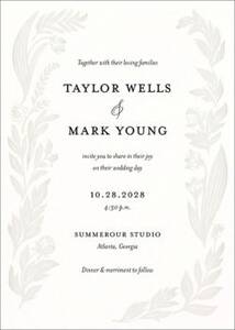 Black and White Floral Foil Wedding Invitation