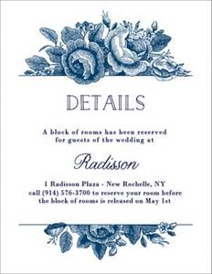Vintage Floral Wedding Information Card
