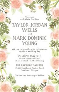 Tall Painted Floral Wedding Invitation