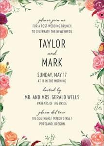 Floral Wreath Wedding Brunch Invitation